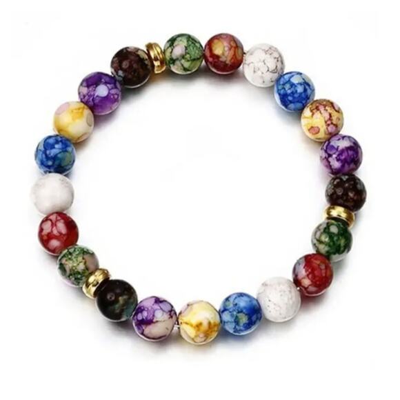 Volcanic Stone Colorful 7 Chakra Energy Bracelet - Picture 8 of 15